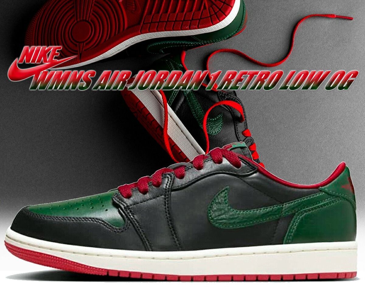 ナイキ ウィメンズ エアジョーダン 1 ロー OG NIKE WMNS AIR JORDAN 1 RETRO LOW OG black|gorge green-varsity red cz0775-036 レディース スニーカー AJI