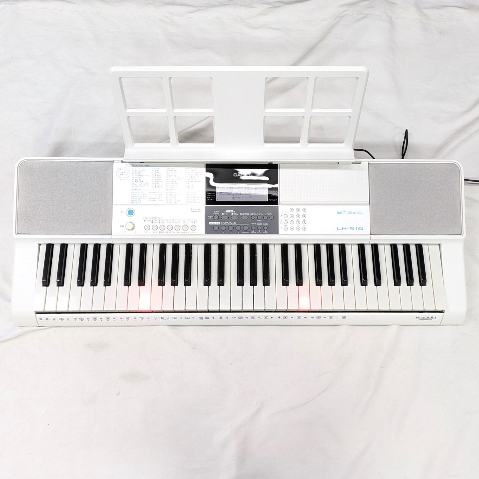 !CASIO カシオ デジタル キーボード 19年製 LK-516 光ナビゲーション マイク イヤホン 楽譜