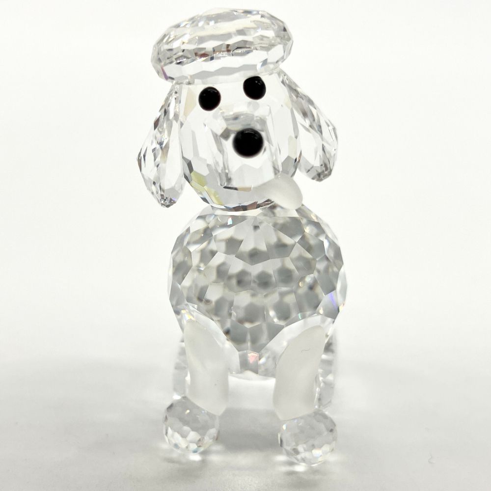 スワロフスキー お座りプードルの置物 トイ・プードルの子犬の彫像