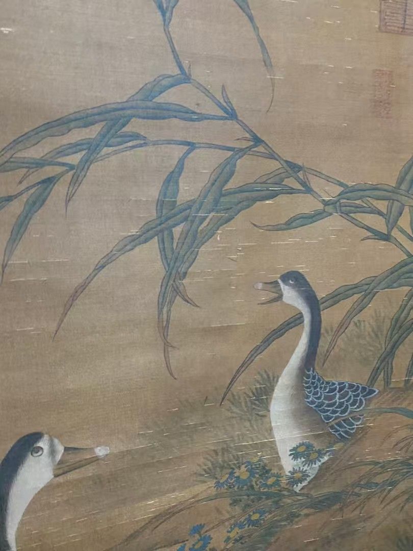 中国古美術.精品三尺中堂画.宋徽宗花鳥画.手描きの作品.実物撮影