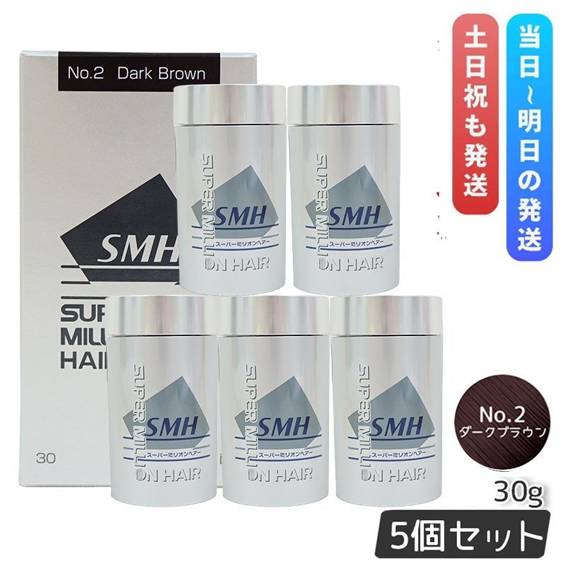 ルアン スーパーミリオンヘアー 30g No.2 ダークブラウン 5個セット 髪 頭 薄毛隠し 分け目 つむじ ボリューム ふりかけ