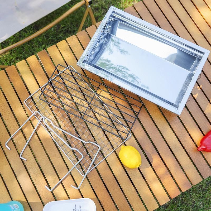 ♥ ステンレス製折りたたみ式BBQグリル ポータブル炭火焼き肉コンロ アウトドア＆家庭用 露キャンプ用バーベキュー架 HRDEVELOPMENT_JP