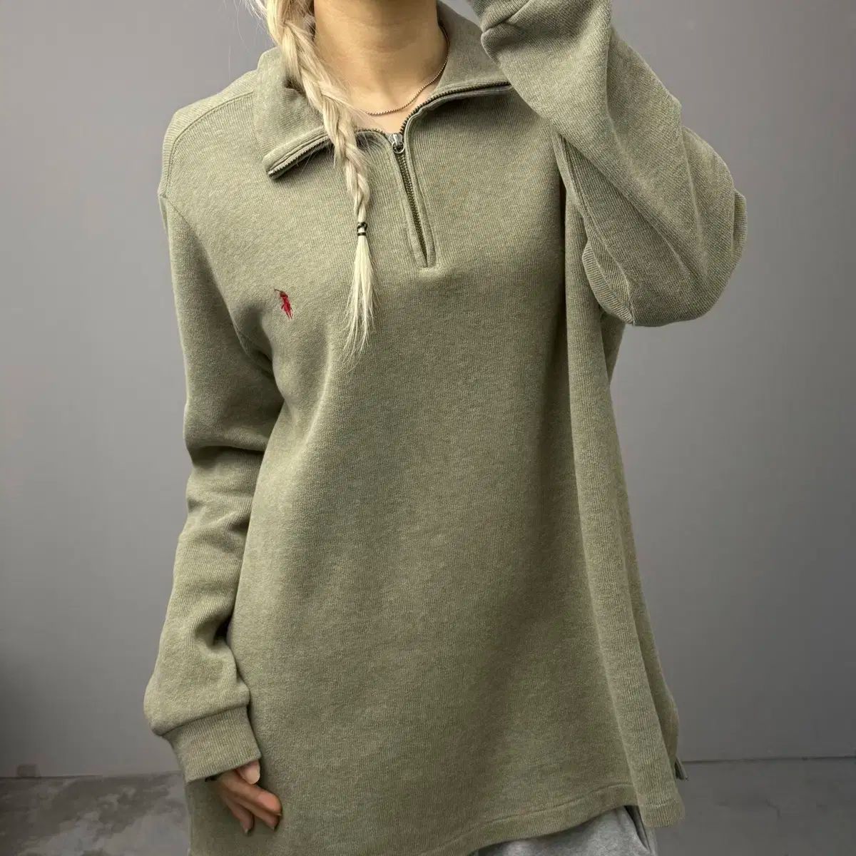 【雷市場（ポンジャン）商品韓国直送】 POLO RALPH LAUREN(ポロラルフローレン) カーキ ハーフジップ ニット セーター