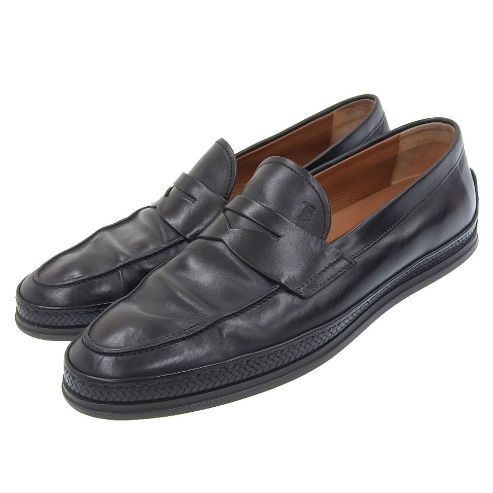 TOD'S トッズ 美品 コインローファー レザー シューズ メンズ ブラック