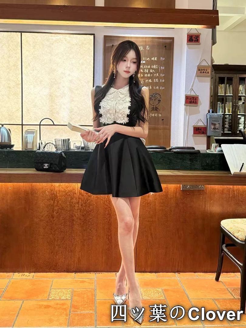 ミニ丈レースワンピース 清楚系パーティードレス