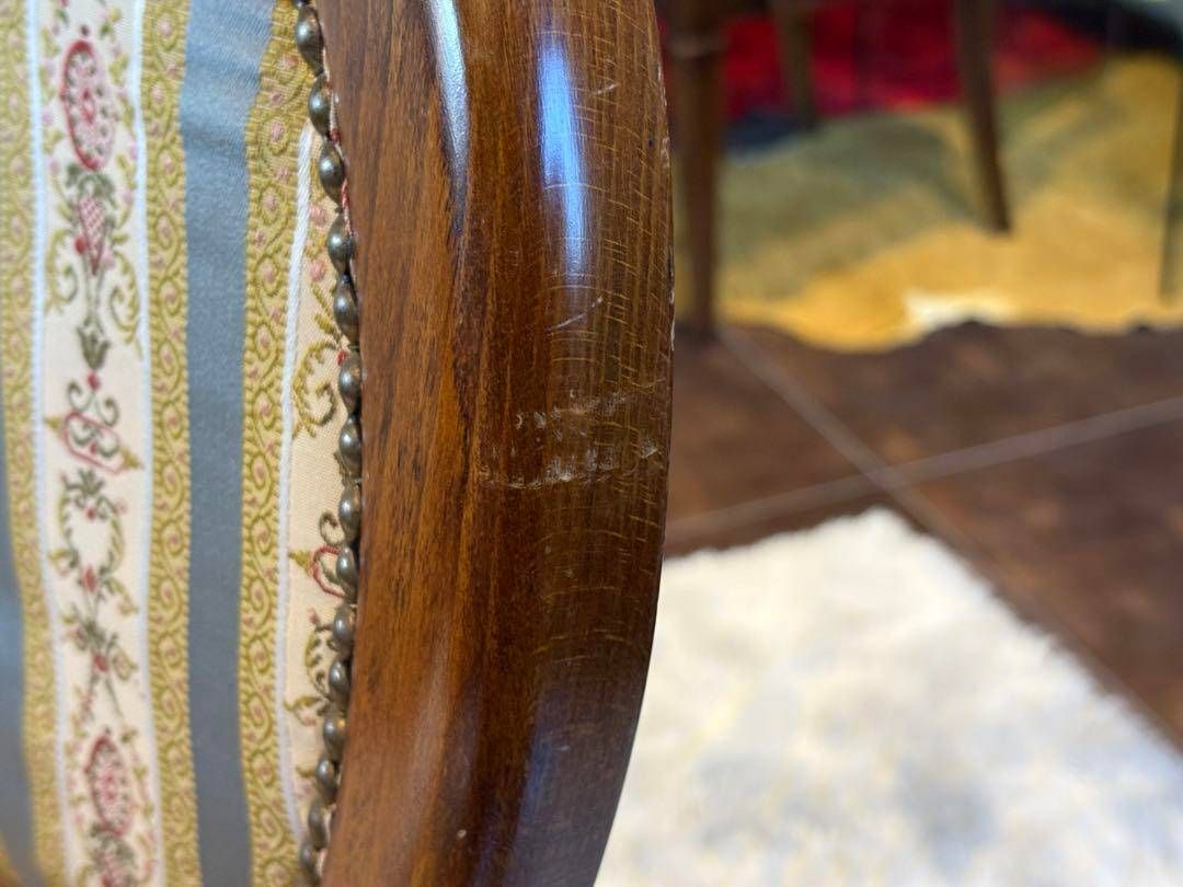 ロココ調　アンティーク　ヴィンテージ　猫脚　クラシック　ストライプ　チェア　SZ ロココ調 アンティーク ヴィンテージ 猫脚 クラシック