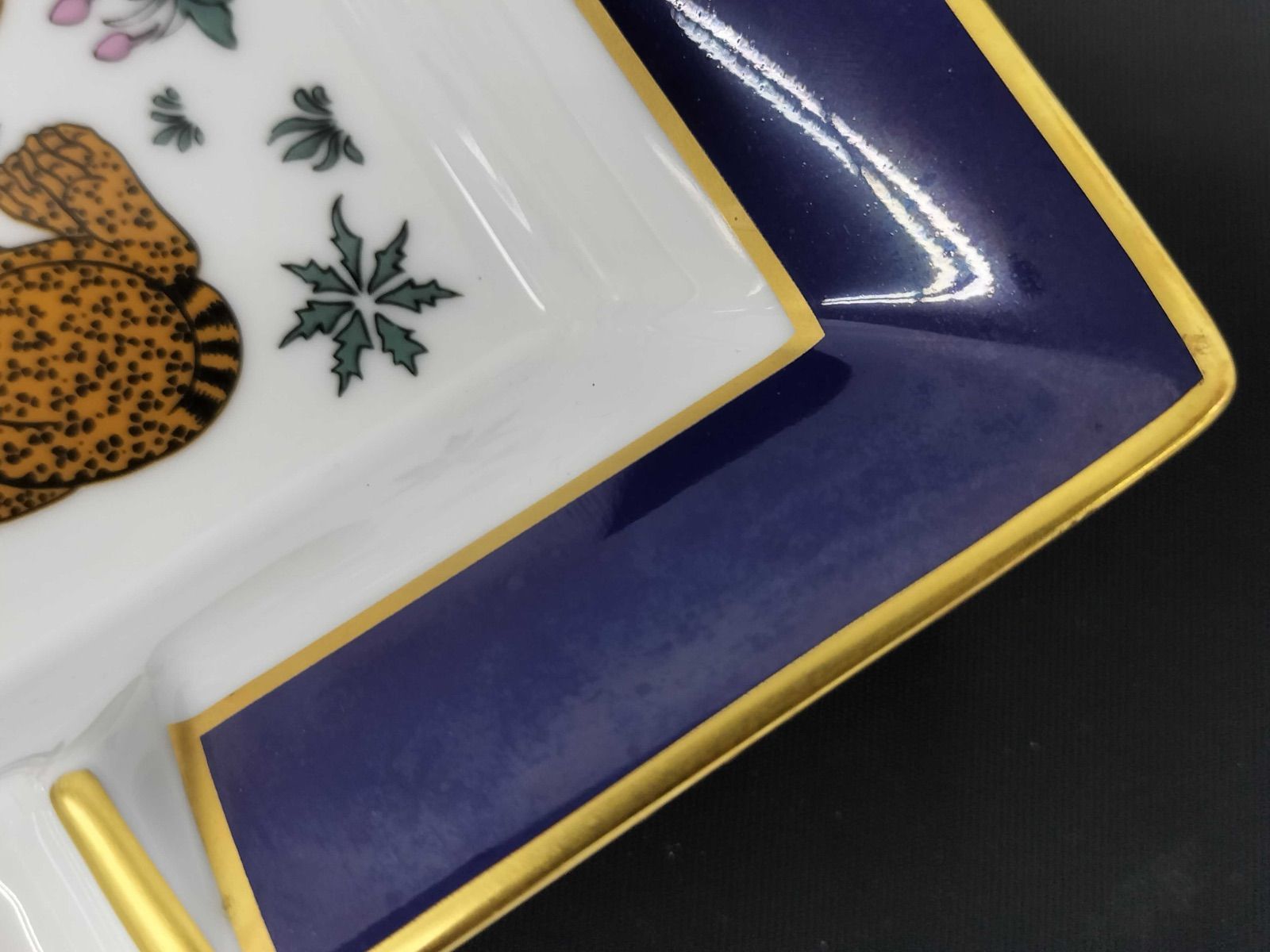 【未使用】HERMES 灰皿　アッシュトレイ　レオパード　豹 HERMES エルメス PARIS レオパード アッシュトレイ灰皿 陶器
