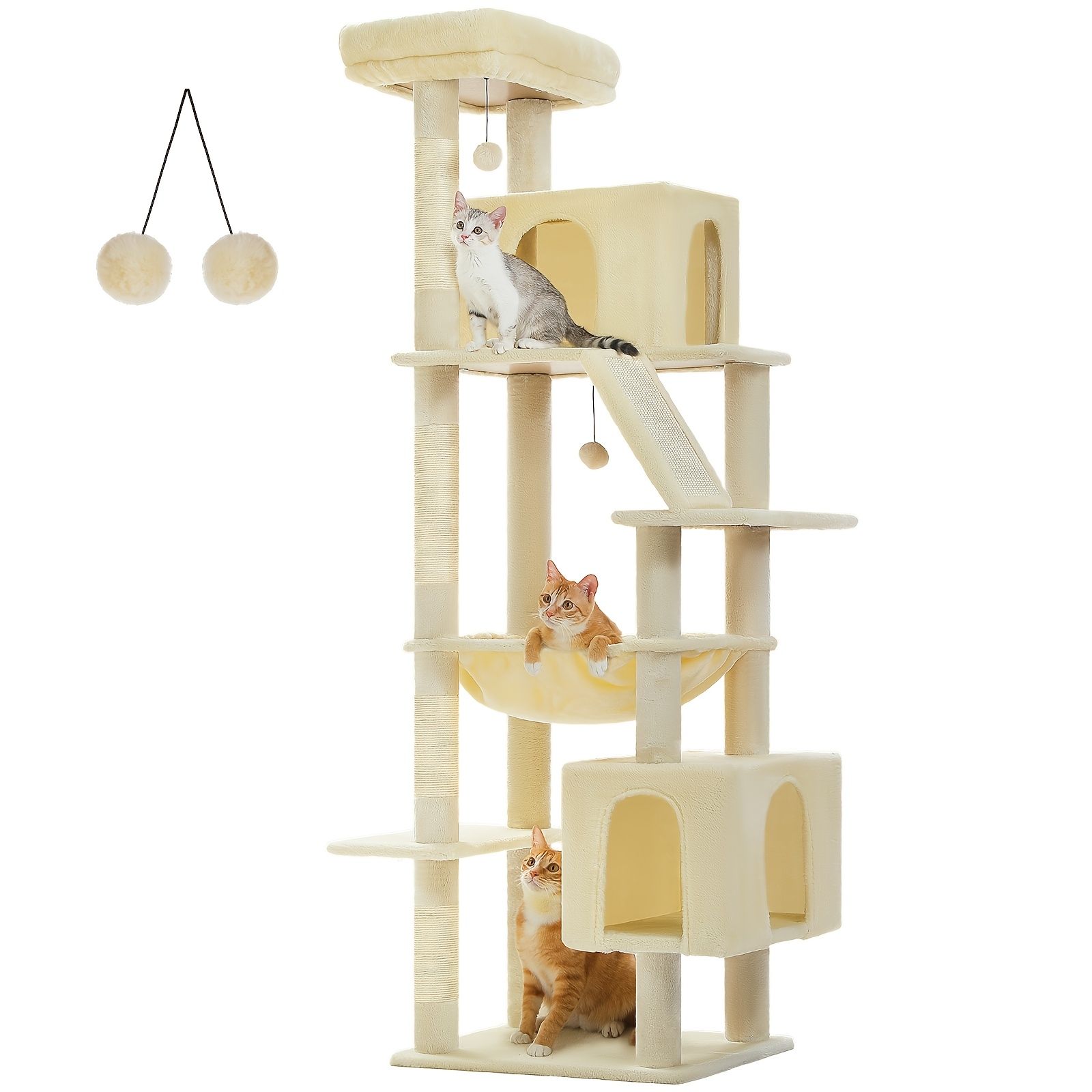 発送PawzRoad 大型猫用猫の木 最大9.07KGの猫用 4本のシサルスクラッチポスト 2つのコンド スーパーラージハンモック付き メインコーンや他の大型品種に最適