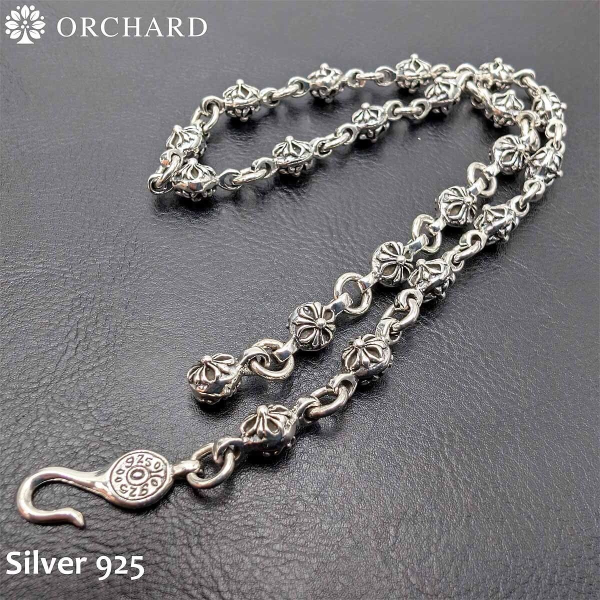 シルバー925 ネックレス Silver 925 メンズ レディース アンカーフック式 アジャスタ クロスボール 十字