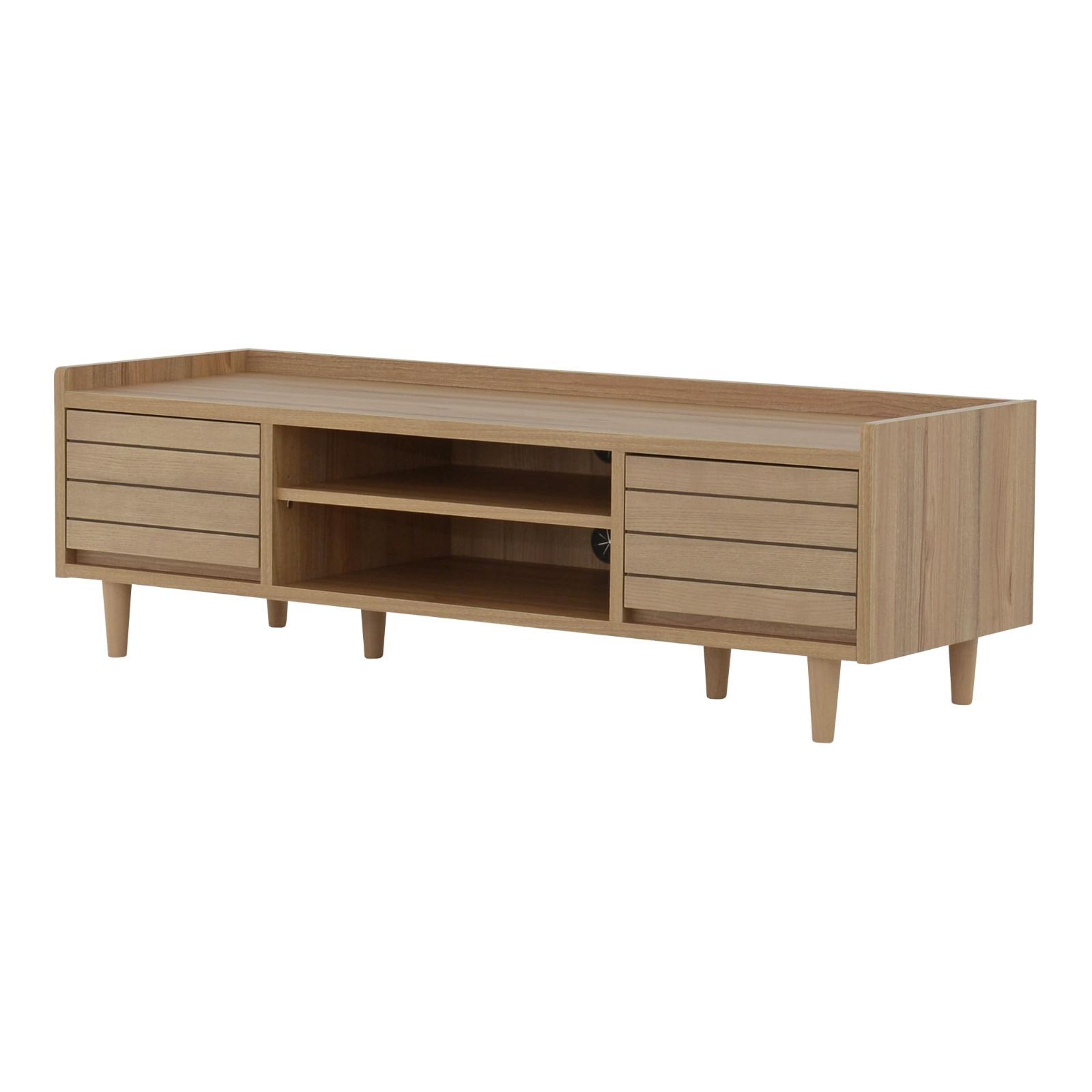 美しい木目 43型対応 コード穴 突板 グレーナチュラル 高さ37cm 可動棚 奥行40cm 幅120cm TW37-120L テレビボード ローボード テレビ台 GN TWICE 佐藤産業