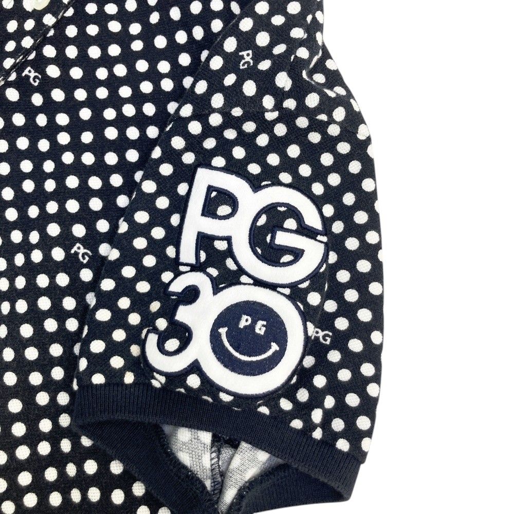 【パーリーゲイツ】極美品 ポロシャツ フレア ドット 総柄 ネイビー レディース サイズ：1 PEARLY GATES パーリーゲイツ 30周年モデル 半袖