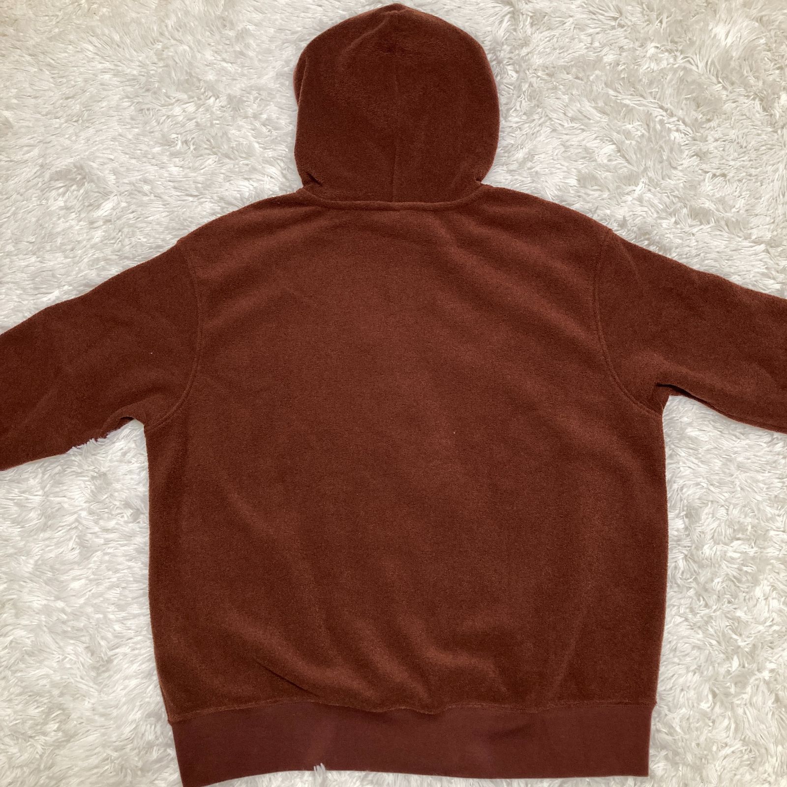 NIKE レーヨン　タオル地　フーディー　センター　刺繍ロゴ 希少☆90s 銀タグ ナイキ 刺繍センターロゴ ステッチ バイカラー パーカー