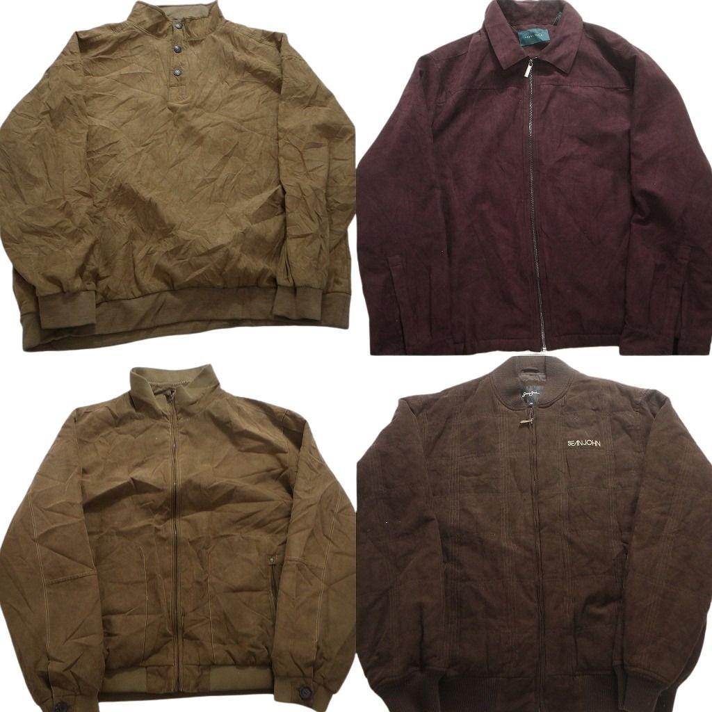 古着卸 まとめ売り フェイクスエード ジャケット 4枚セット (メンズ 2XL ) プルオーバー ブルゾン スイングトップ型 中古 古着 MY5629