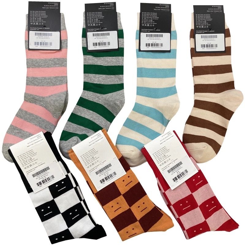 7点 Acne Studios アクネストゥディオズ ソックス 靴下 スリークォーターソックス 双色｜しま模様-笑顔 7足