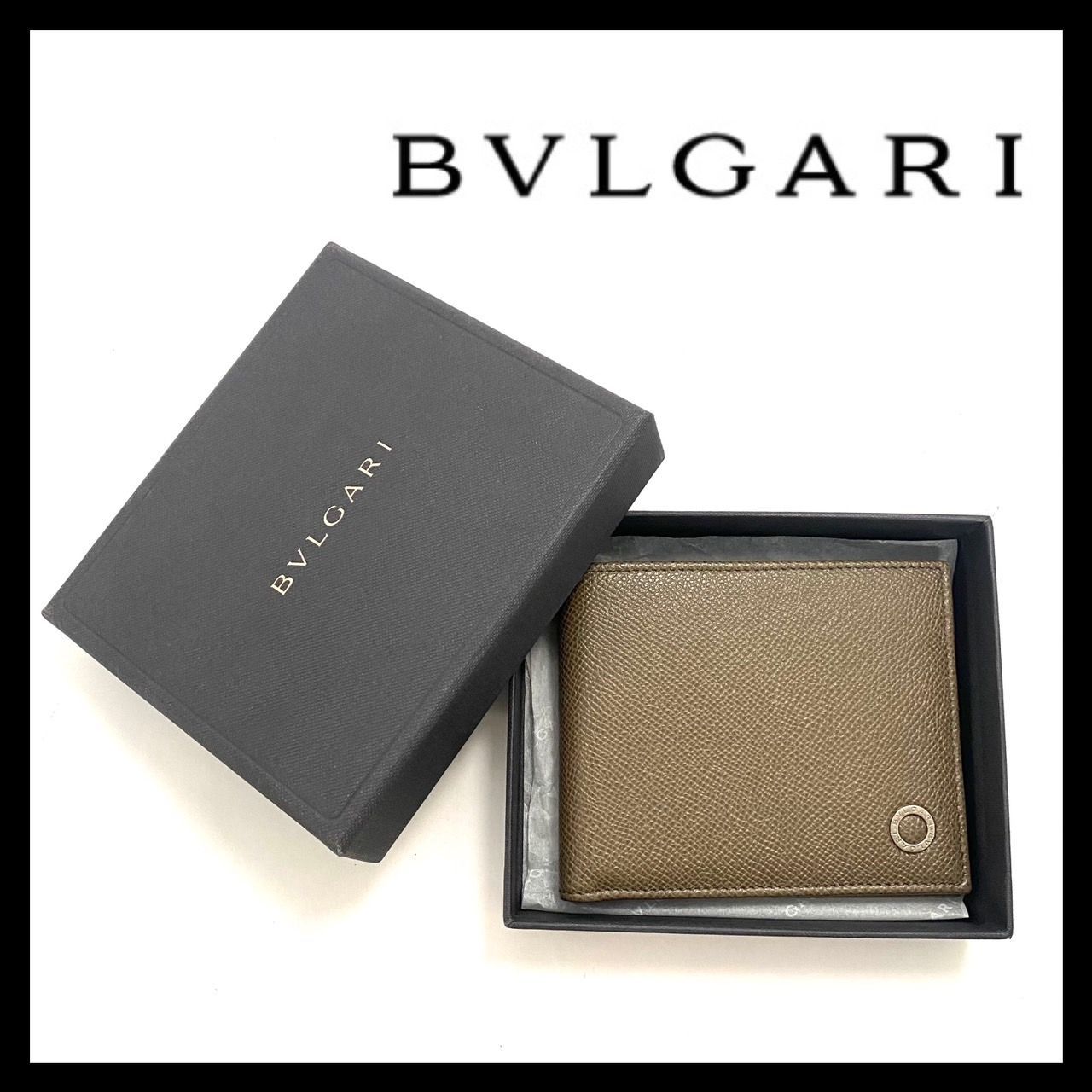 BVLGARI】二つ折り財布 サークルロゴ レザー ブラウン/茶系 ブルガリ 