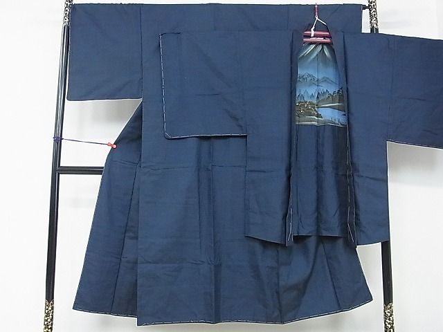 平和屋2男性　お召　アンサンブル　亀甲柄　逸品　DAAD4423we