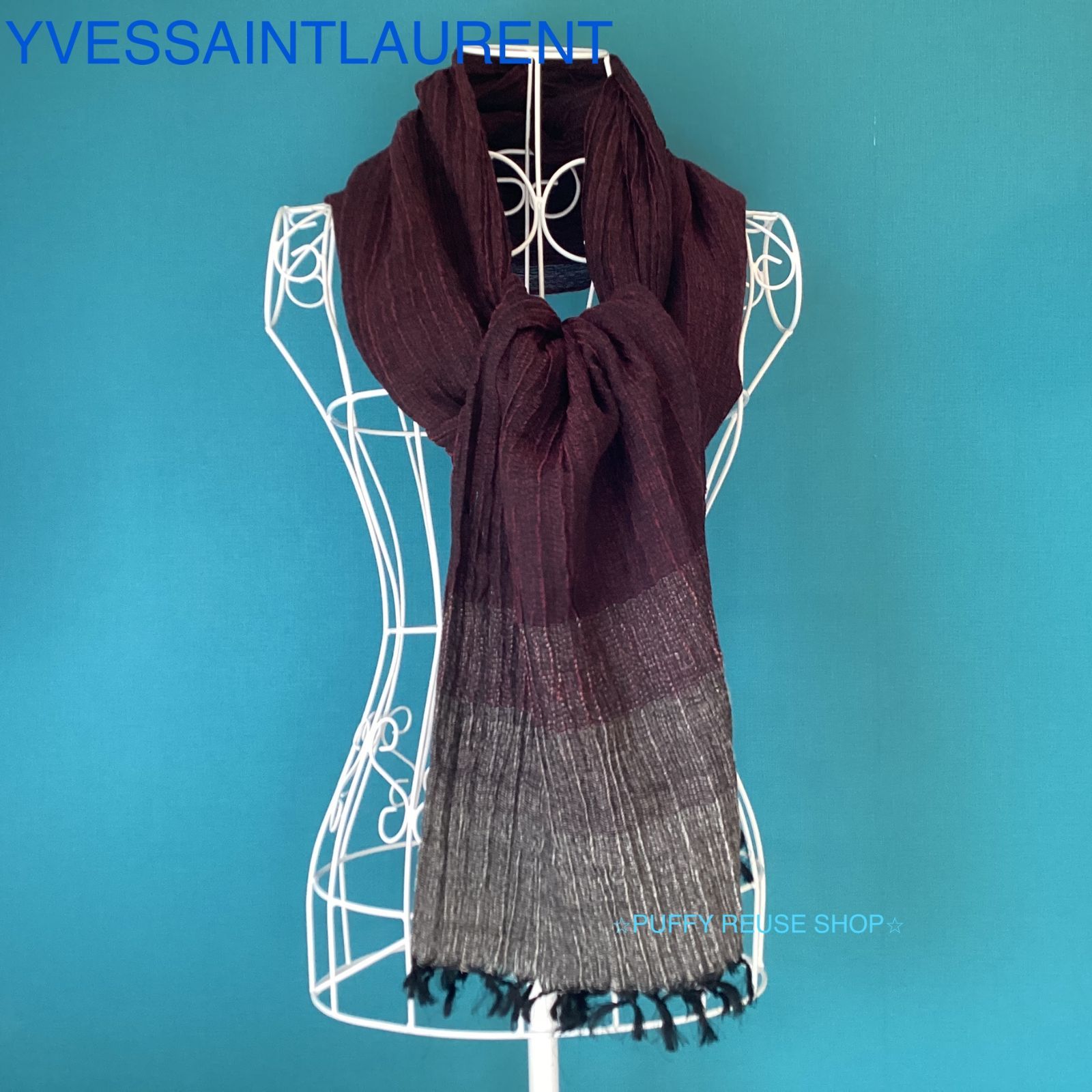 Yves Saint Laurent カシミヤストール 黒。超大判。希少。 Yves Saint