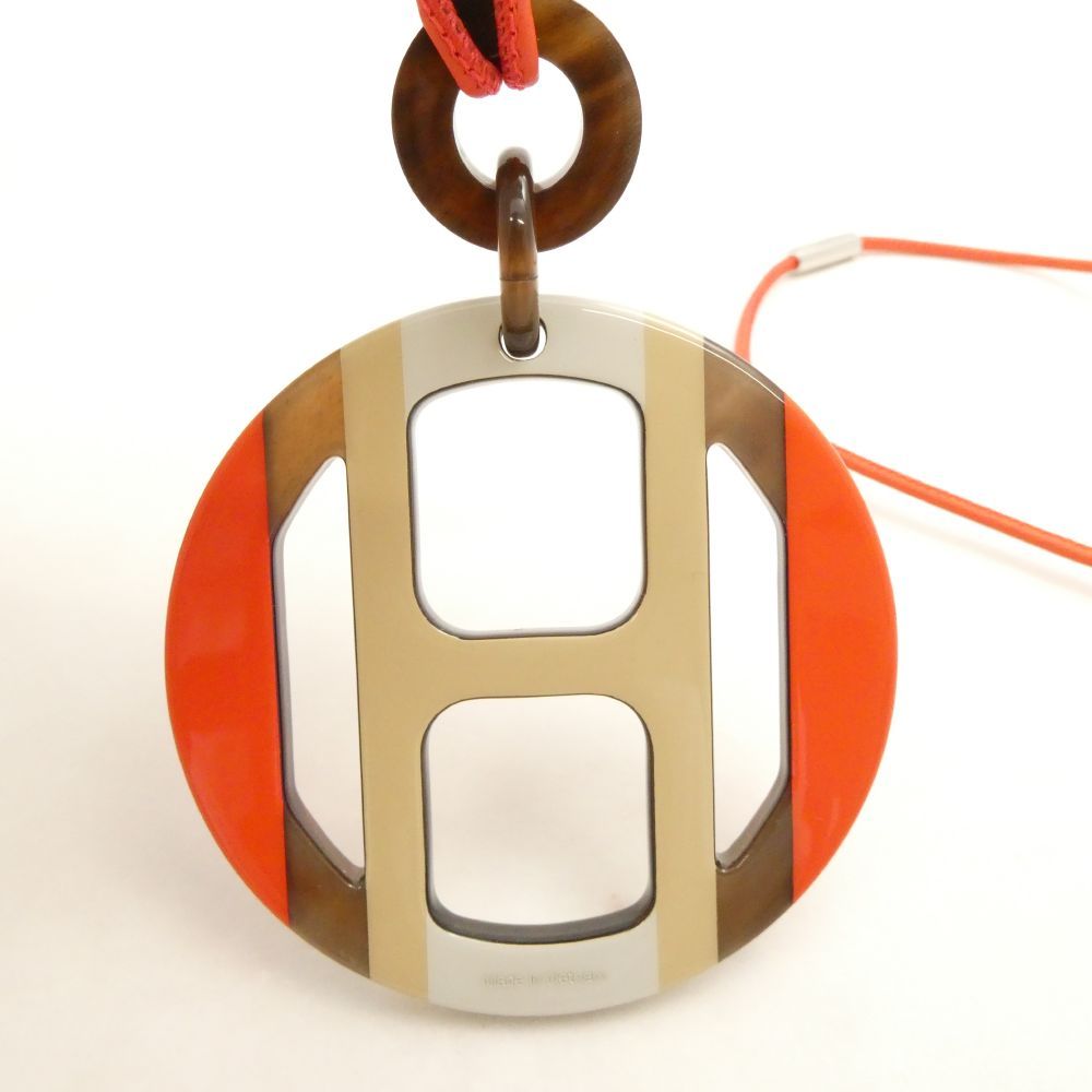 美品 HERMES エルメス Hエキップ ペンダント ひも:全長78cm