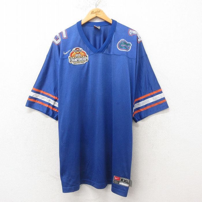 NIKE アメフト　シャツ　フットボール　XL ネイビー　透け　古着 XL/古着 ナイキ NIKE 半袖 ビンテージ フットボール Tシャツ