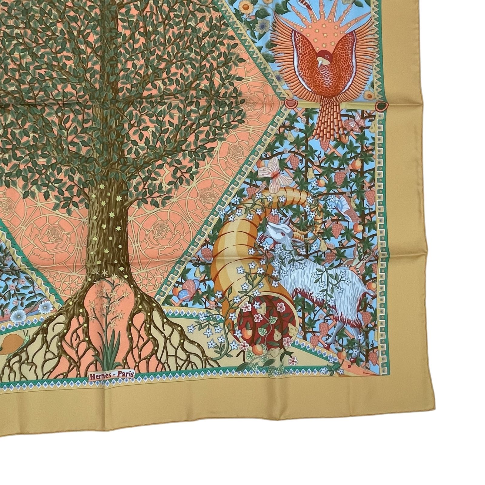 極美品 HERMES エルメス シルク100％ スカーフ カレ90 AXIS MUNDI 世界