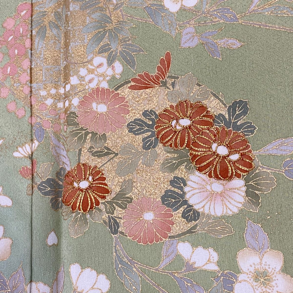 付下げ 身丈158cm 裄丈65.5cm M 袷 ふき綿仕立て やまと 花丸文 桜