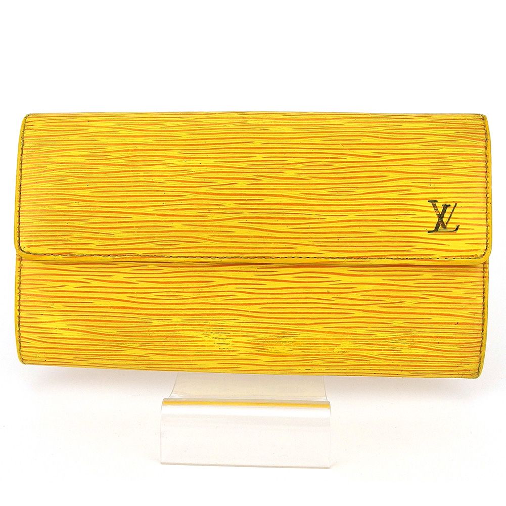ルイ ヴィトン LOUIS VUITTON 長財布 エピ ポシェットポルトモネクレディ イエロー パープル ゴールド レディース