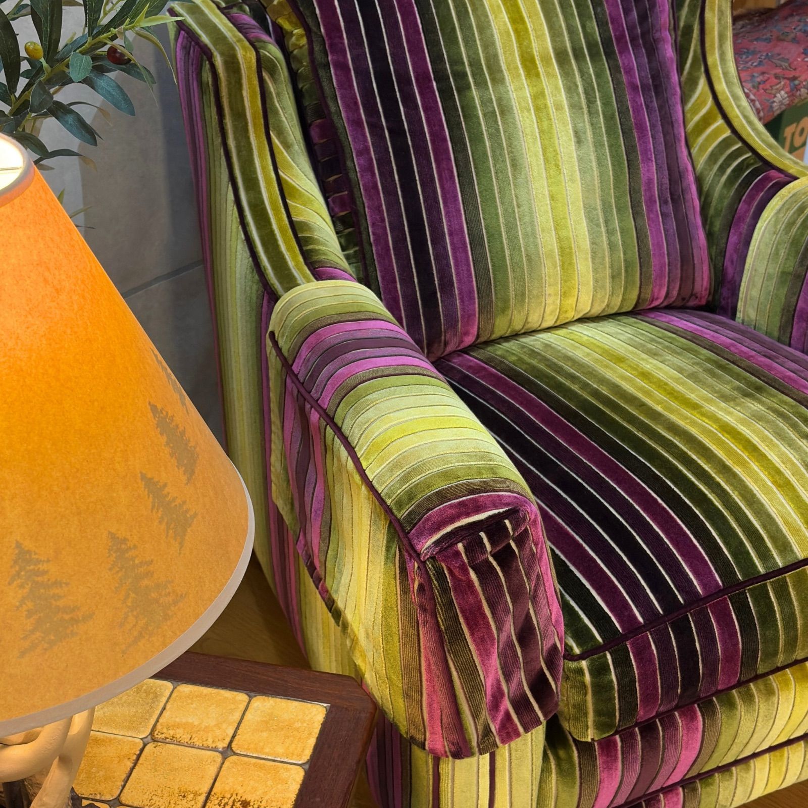 DURESTA デュレスタ Trafalgar 1人掛けソファ 英国王室御用達 トラファルガー ベルベット ストライプ イギリス UK