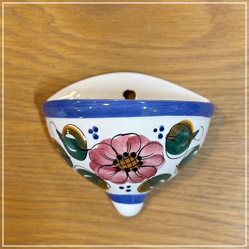 スペイン 陶器 壁飾り 壁掛け 約14cm 小物入れ 花器 輸入雑貨 ハンド