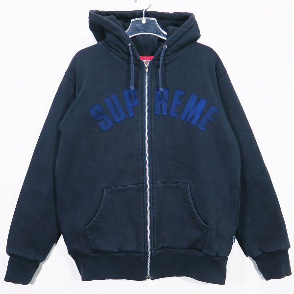 SUPREME シュプリーム ARCH LOGO THERMAL FULL ZIP HOODIE アーチ ロゴ サーマル ジップ アップ フーディー  ネイビー ジップアップ パーカー サイズL - メルカリ