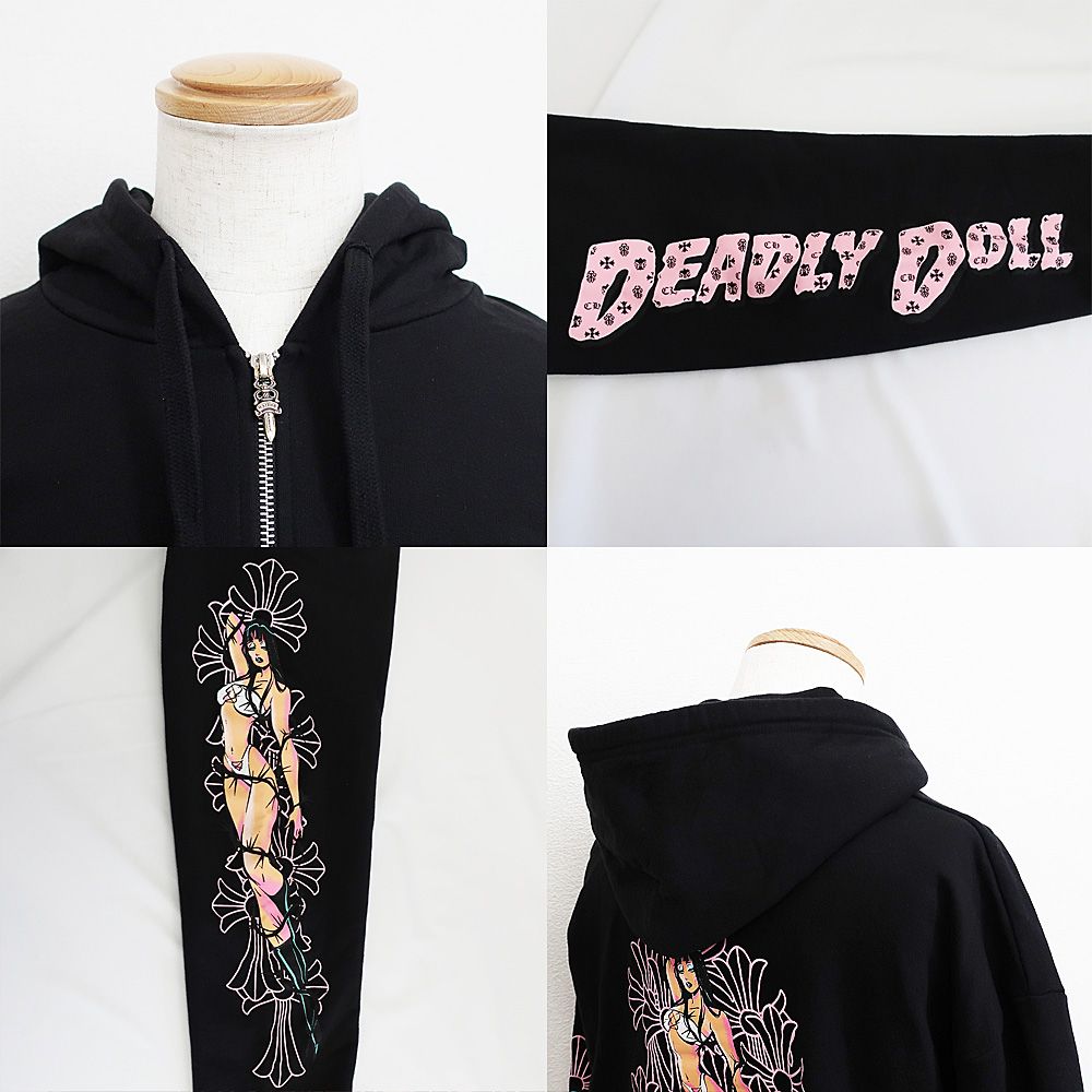 【天白】【CHROME HEARTS】 ジップパーカー DEADLY DOLL 天白】クロムハーツ ジップパーカー パーカー DEADLY DOLL