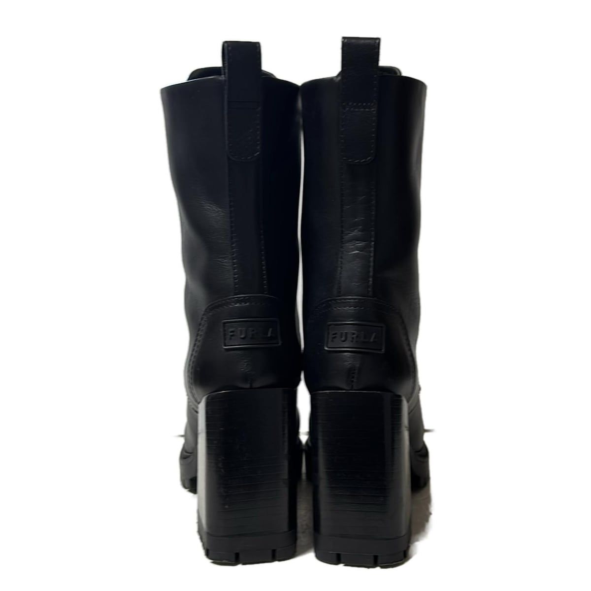 FURLA フルラ ブーツ 37 レディース - 黒 レースアップ レザー KIN-KAAI_COM