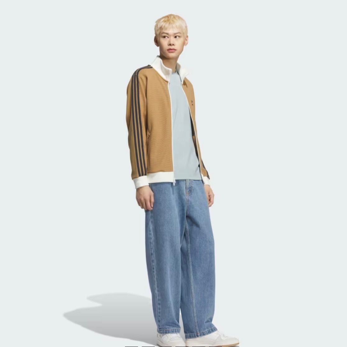 日本未発売カラーS茶⭐️adidas アディカラー 刺繍 トラックトップ ワッフル 日本未発売カラーXS茶⭐️adidasアディカラー 刺繍 トラックトップ