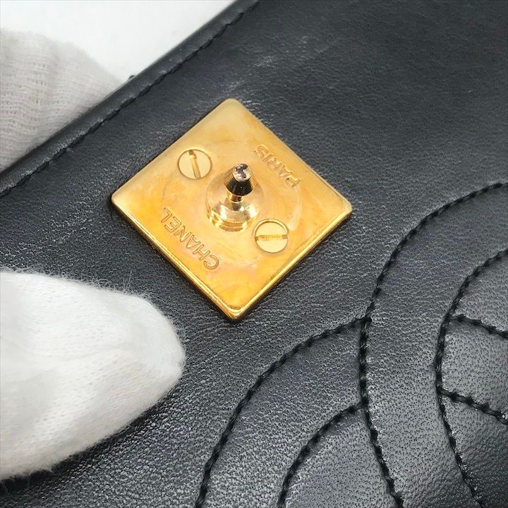 良品 CHANEL シャネル ココマーク ミニ マトラッセ ラムスキン ターンロック チェーン ショルダー バッグ ブラック a3969 CHANEL - 良品 CHANEL シャネル ココマーク ミニ マトラッセ