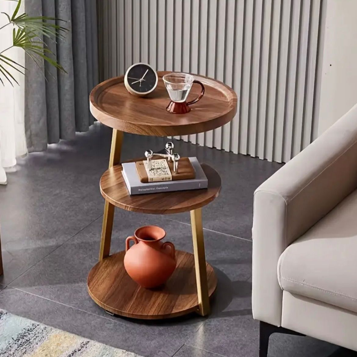 木製スツール ブラウン シンプルデザイン サイドテーブル 廃盤☆天然