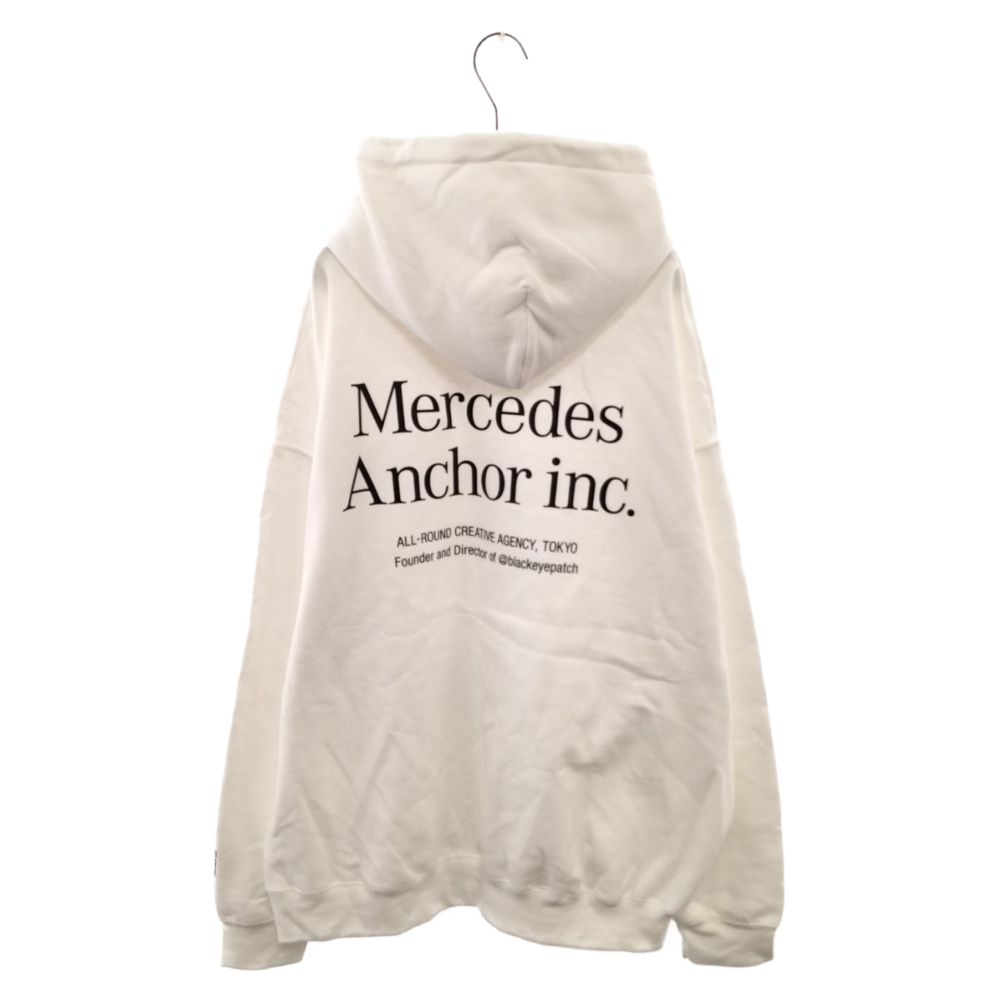 古着女子【希少】Mercedes Anchor Inc.  ロゴプリントパーカー 白XL