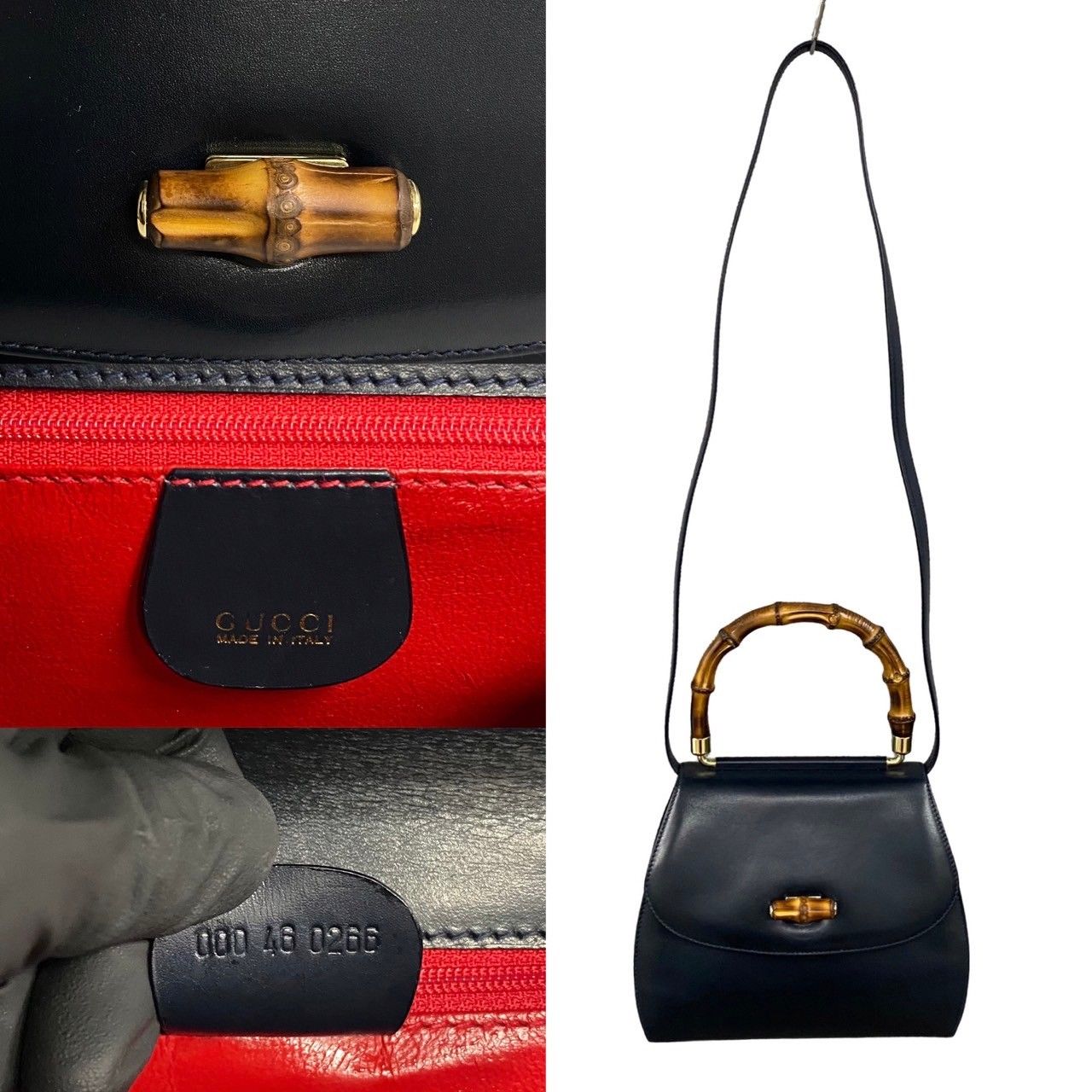 ほぼ 未使用 鏡付き GUCCI オールドグッチ ヴィンテージ バンブー 