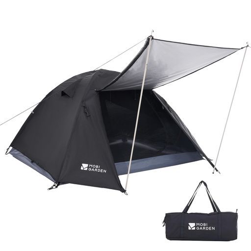 MOBIGARDENテント1-3人用ドームテント自立式前室ありキャンプテント耐水圧3000mmコンパクト軽量二重層構造通気防風防雨バイクアウトドア登山用簡単設営初心者キャンプ用品