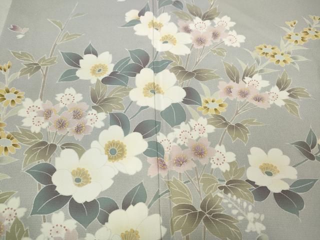 平和屋着物○訪問着 友禅 枝花文 暈し染め 正絹 逸品 CAAX4458ut