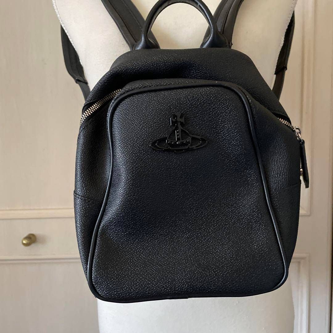 【希少】ヴィヴィアンウエストウッド リュック ビッグオーブ キャンバス 黒 希少✨ ヴィヴィアンウエストウッド リュック オーブ キャンバス