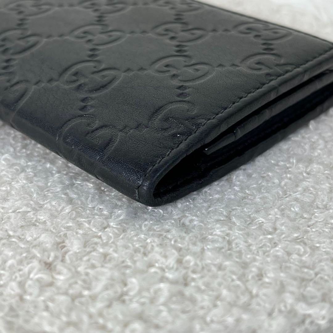 【美品】GUCCI ケース シマ　GG柄　レザー ブラック 美品 GUCCI カードケース シマ レザー GG柄 ブラック 箱付き