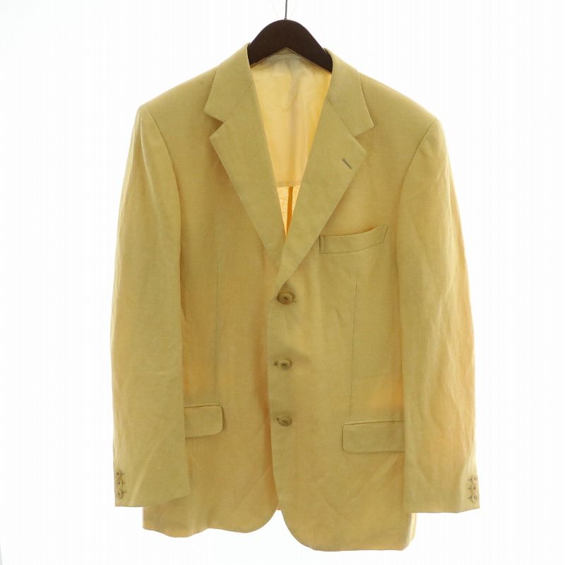 ブリオーニ BRIONI NOMENTANO テーラードジャケット ブレザー カシミヤ リネン 3B 背抜き サイドベンツ 50 L 黄色 イエロー |MW GY17