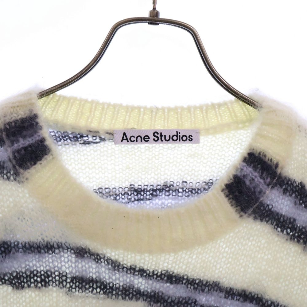 アクネ ストゥディオズ モヘヤ混ボーダークルーネックニット セーター