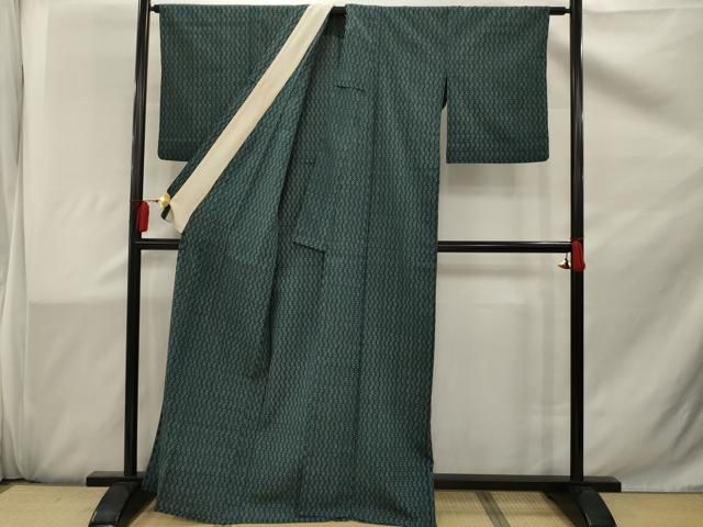 平和屋着物▽本塩沢 単衣 蚊絣 正絹 逸品 AAAS1490oa 平和屋着物