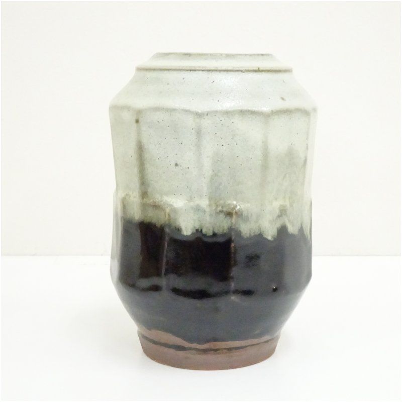 濱田晋作 浜田晋作 黒釉面取花瓶 花瓶 壺