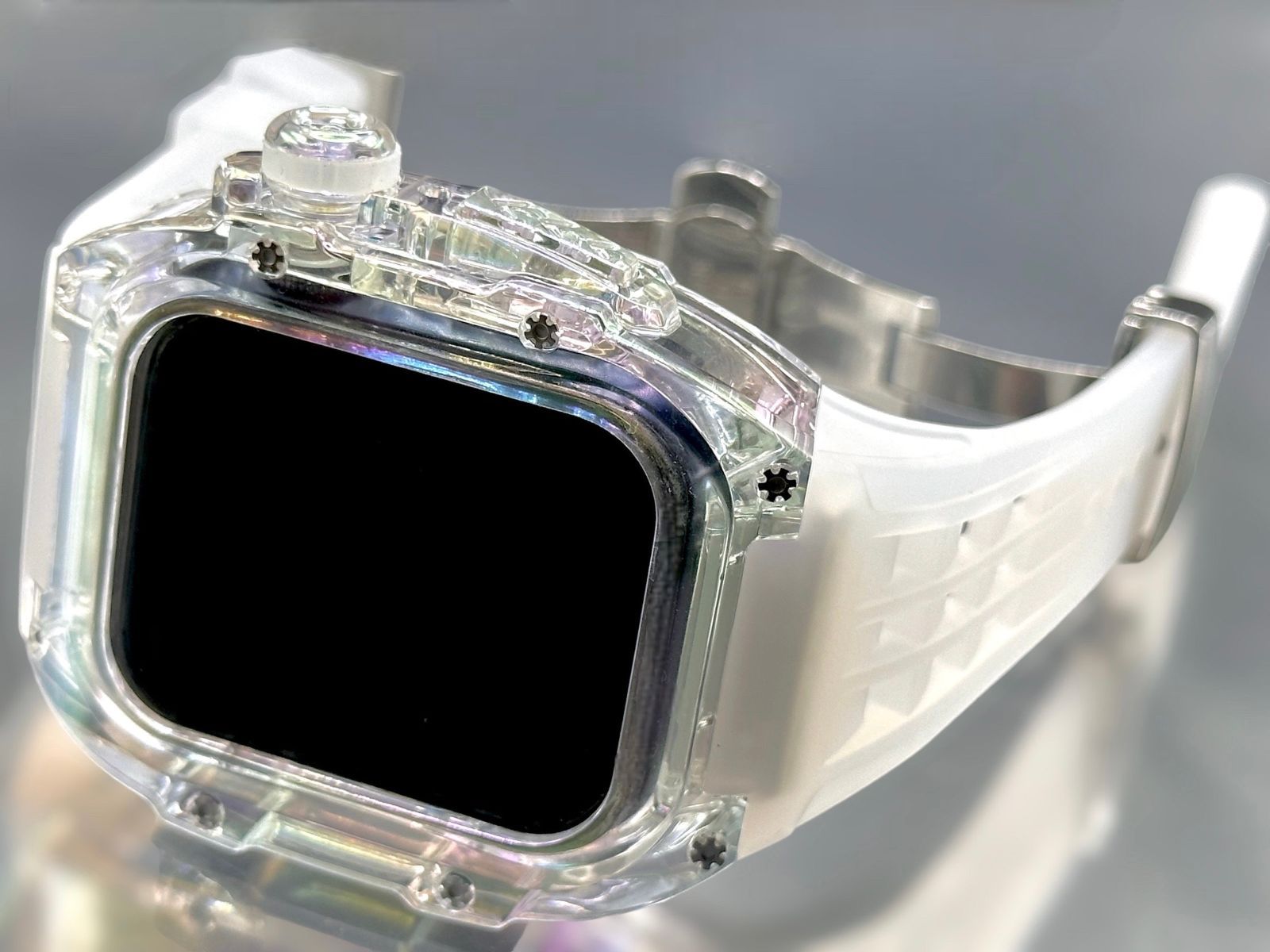 オーロラRS☆アップルウォッチバンド ラバーベルト カバー Apple Watch