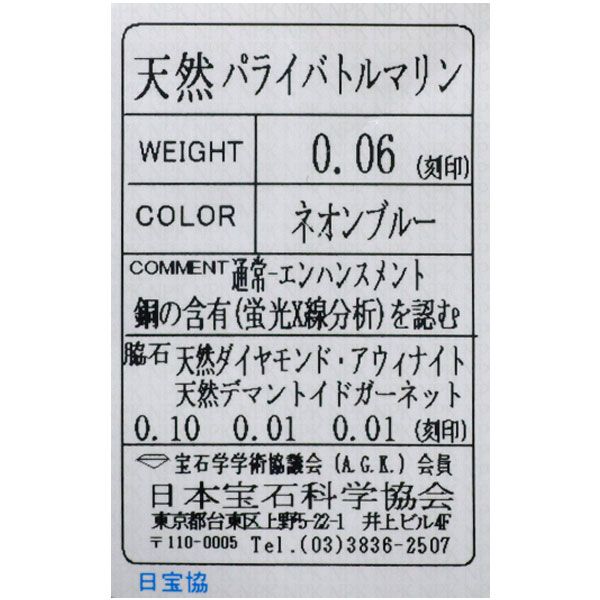 新品 Pt900 パライバトルマリン デマントイドガーネット アウイナイト  