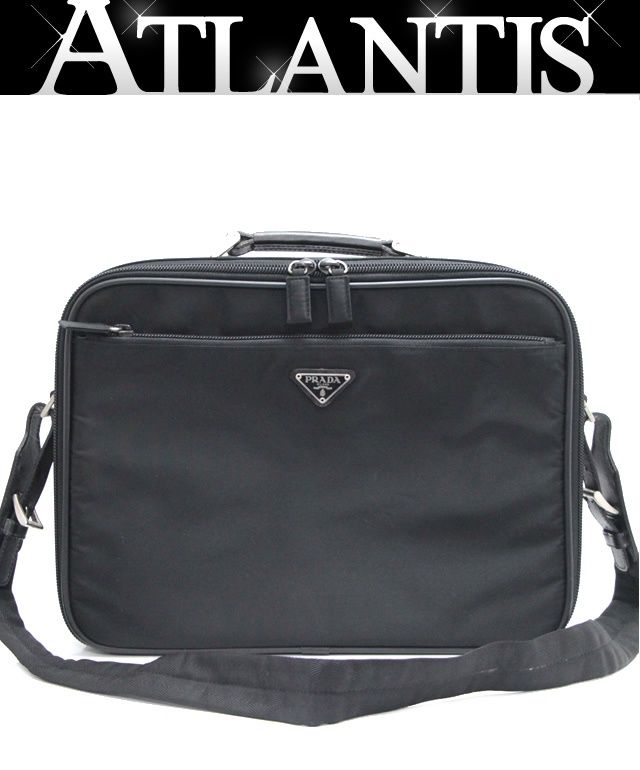 プラダ ビジネスバッグ ブリーフケース 三角プレート ギャランティ PC収納 黒 プラダ ビジネスバッグ ブリーフケース 三角プレート