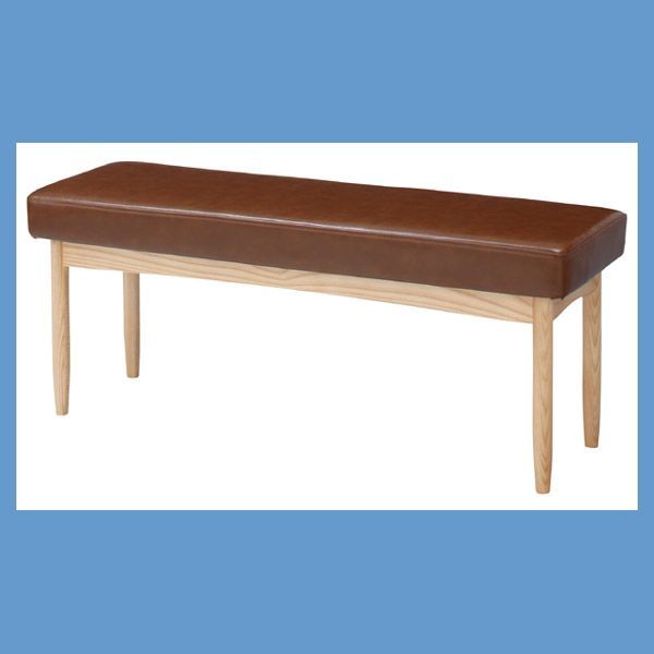 天然木 アッシュ のダイニングベンチ W110×D35×H44cm No.150 ブラウン 合皮