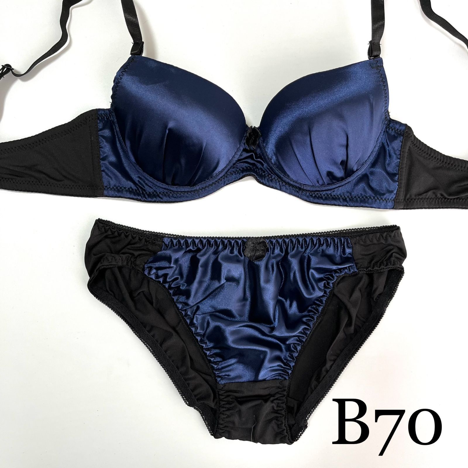 navy blue satin bra and panty set