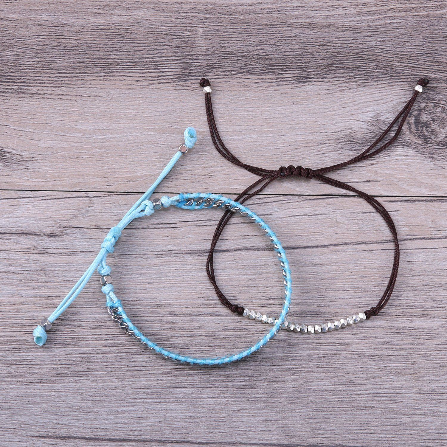 ホワイト バングル ストーン 腕輪 ゴールドメッキ ストリング チェーン 細いロープ ブレスレット KELITCH 2本セット